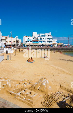 Strand Playa Muelle Chico, Corralejo, Fuerteventura, Kanarische Inseln, Spanien, Europa Stockfoto