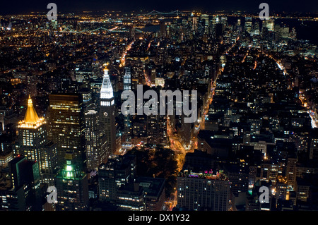 Luftaufnahmen des Union Square & Gramercy & Flatiron District. Die Bedeutung der Gebäude in der Gegend hat dazu aufgerufen werden Stockfoto