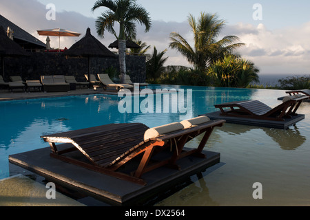 Hotel Palm Hotel & Spa. Palm Spa des Hotels & ist weit von der Stadt von Saint-Pierre, in Petite-Ile, im Süden Landschaft Stockfoto