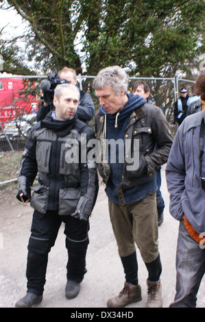 Bez 'Happy Mondays' besucht Barton Moos, unterstützen die Anti-Fracking-Demonstration Stockfoto