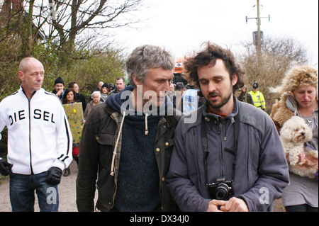 Bez 'Happy Mondays' besucht Barton Moos, unterstützen die Anti-Fracking-Demonstration Stockfoto