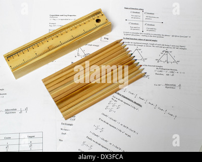 Ein Bild zeigt Federmäppchen mit einigen Bleistiften Stockfoto