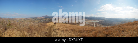 Panoramablick vom SaeByeol Vulkankegel in Jeju Island Stockfoto