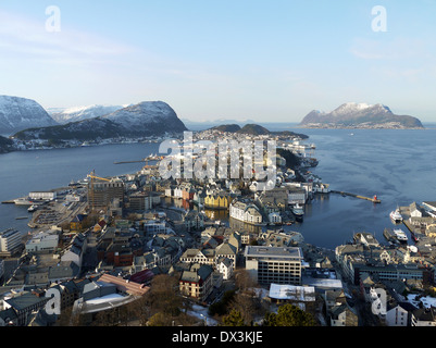 Blick vom Berg Aksla auf Ålesund, møre Og Romsdal, Norwegen Stockfoto