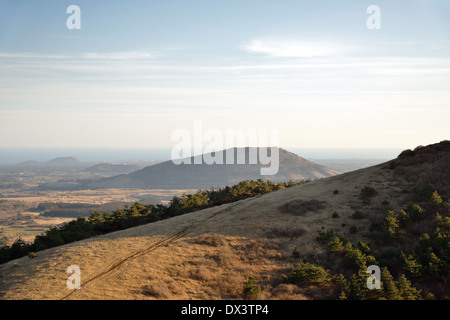 Blick vom Baekyaki vulkanische Kegel in Jeju Island Stockfoto