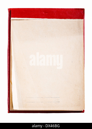 Open Blank Page Notebook. Old Paper Notepad Isolate On White Background Stockfoto
