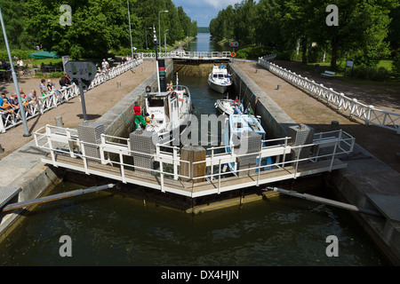 Tor zum Vaaksy-Kanal - eine wichtige Transport-Kanal, der See Vesijarvi und größte See Paijanne verbindet Stockfoto