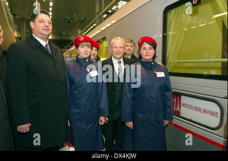 Wiedereröffnung des Zuges Moskau - Berlin - Paris Stockfoto