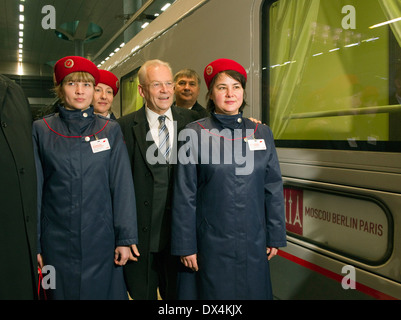 Wiedereröffnung des Zuges Moskau - Berlin - Paris Stockfoto