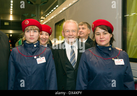 Wiedereröffnung des Zuges Moskau - Berlin - Paris Stockfoto