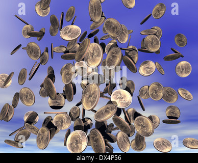 digitale Darstellung von Dollar zu regnen Stockfoto