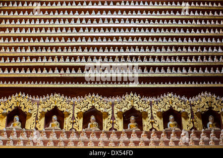 Kleine Buddha-Figuren, Mohnyin Thanboddhay oder Thanbuddhei Pagode oder Paya, Monywa, Sagaing Division, Myanmar Stockfoto