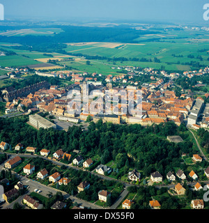 Luftaufnahmen der Stadt Phalsbourg Elsass Frankreich Stockfoto