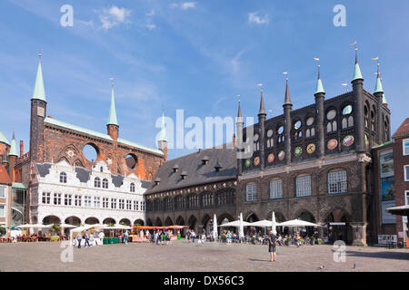 Rathaus in der Markt-Platz Lübeck, Schleswig-Holstein, Deutschland Stockfoto