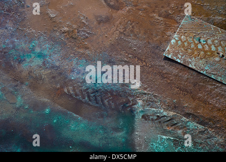 Schlamm, Schnee & Reifenspuren, Construction Site, USA Stockfoto