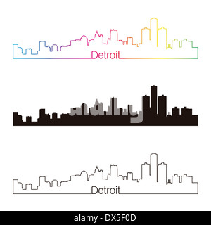 Detroit Skyline linearen Stil Stockfoto