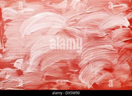 weiß rot abstrakt Acryl handgemalt Hintergrund Stockfoto