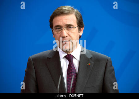 Berlin, Deutschland. 18. März 2014. Statements von Bundeskanzlerin Angela Merkel und der portugiesische Premierminister Passos Coelho nach bilateralen Treffen. Goncalo Silva/Alamy Live-Nachrichten Stockfoto