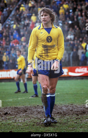 Fußball, Bundesliga, 1977/1978, Stadion bin Boekelberg, Borussia Moenchengladbach gegen Eintracht Braunschweig 3:1, Szene des Spiels, Franz Merkhoffer (Eintracht) Stockfoto