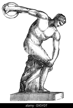 Statue von Discobolus, Illustration aus Buch datiert 1878 Stockfoto