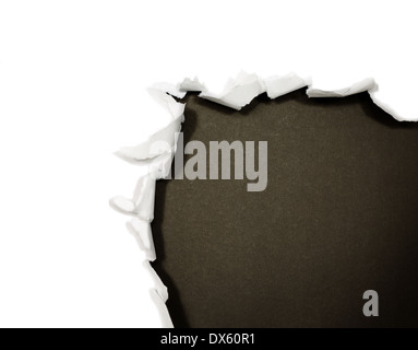 Zerrissenes Papier Grenzen isoliert auf weiss Stockfoto