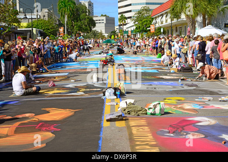 Sarasota Chalk Festival historische Burns Square Florida Legacy of Valor uns Stockfoto