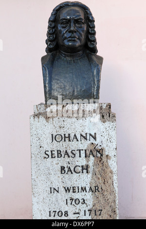 Büste von Johann Sebastian Bach (1708-1717) in Weimar, Deutschland. Stockfoto