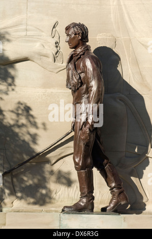 Abe Lincoln in Illinois als junger Mann, 1830, Statue auf der Wabash River, Illinois. Digitale Fotografie Stockfoto