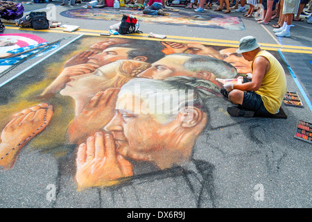 Sarasota Chalk Festival historische Burns Square Florida Legacy of Valor uns Stockfoto