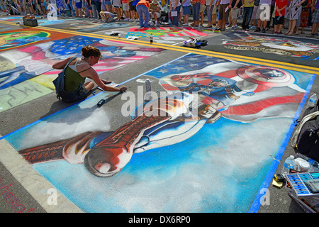 Sarasota Chalk Festival historische Burns Square Florida Legacy of Valor uns Stockfoto