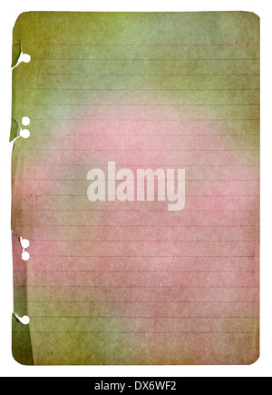 altes Papier mit Aquarell isoliert auf weißem Hintergrund Stockfoto