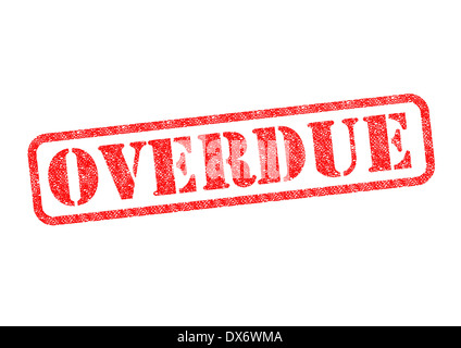 "Überfällig" roten Stempel auf einem weißen Hintergrund. Stockfoto