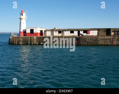 Newlyn South Pier Lighthouse, Penzance, Cornwall, UK Stockfoto