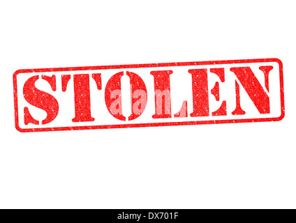 GESTOHLENE Stempel auf einem weißen Hintergrund. Stockfoto