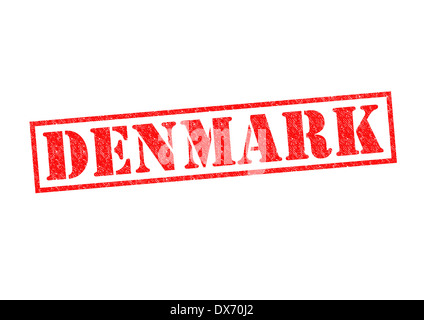 Dänemark-Stempel auf einem weißen Hintergrund. Stockfoto