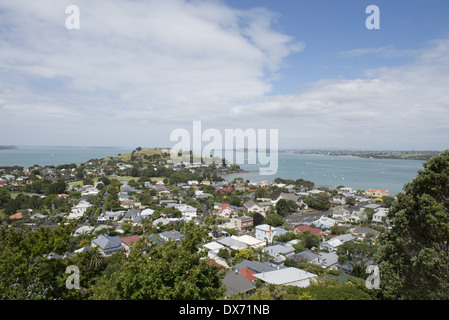 Blick vom Mt Victoria nach Osten zum North Head. Stockfoto