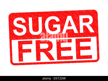 SUGAR FREE Stempel auf einem weißen Hintergrund. Stockfoto