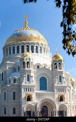 Orthodoxen Marine-Kathedrale des Heiligen Nikolaus in Kronshtadt, St. Petersburg Russland Stockfoto