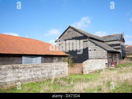 Alte Scheunen in Ramsholt, Suffolk, England Stockfoto