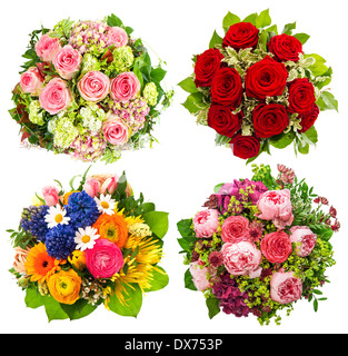 vier bunte Blumen Blumenstrauß für Geburtstag, Hochzeit, Muttertag, Ostern, Feiertage und Ereignisse im Leben Stockfoto