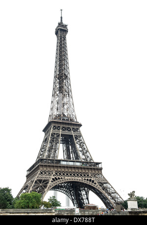 Eiffelturm (La Tour Eiffel) auf weißem Hintergrund. Champ de Mars, Paris, Europa Stockfoto