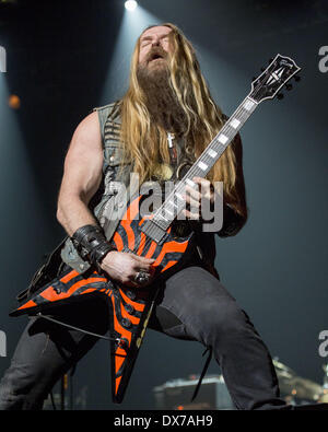 16. März 2014 - Milwaukee, Wisconsin, USA - Gitarrist ZAKK WYLDE von Black Label Society tritt während der Erfahrung Hendrix-Konzert am Riverside Theater in Milwaukee, Wisconsin (Credit-Bild: © Daniel DeSlover/ZUMAPRESS.com) Stockfoto