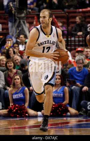 15. März 2014: Memphis Grizzlies Wachen Nick Calathes (12) in Aktion während der NBA-Spiel zwischen den Memphis Grizzlies und die Philadelphia 76ers im Wells Fargo Center in Philadelphia, Pennsylvania. Die Memphis Grizzlies gewann 103-77. Christopher Szagola/Cal-Sport-Medien Stockfoto