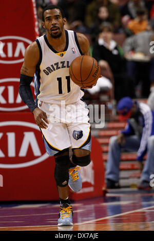 15. März 2014: Memphis Grizzlies guard Mike Conley (11) in Aktion während der NBA-Spiel zwischen den Memphis Grizzlies und die Philadelphia 76ers im Wells Fargo Center in Philadelphia, Pennsylvania. Die Memphis Grizzlies gewann 103-77. Christopher Szagola/Cal-Sport-Medien Stockfoto