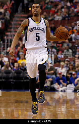 15. März 2014: Memphis Grizzlies guard Courtney Lee (5) in Aktion während der NBA-Spiel zwischen den Memphis Grizzlies und die Philadelphia 76ers im Wells Fargo Center in Philadelphia, Pennsylvania. Die Memphis Grizzlies gewann 103-77. Christopher Szagola/Cal-Sport-Medien Stockfoto