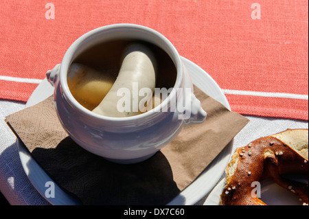 Leichte Mahlzeit mit bayerischen Wurst, Allgäu, Bayern, Deutschland Stockfoto