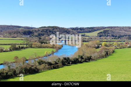 Eisenbahnbrücke über den Fluss Themse in England in der Nähe von aufspiessen und Streatley Stockfoto