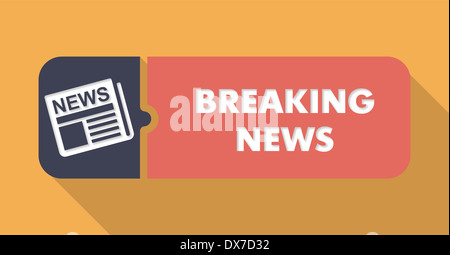 Breaking News-Konzept auf Orange im Flat Design. Stockfoto