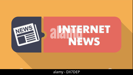 Internet News auf Orange im Flat Design Konzept. Stockfoto