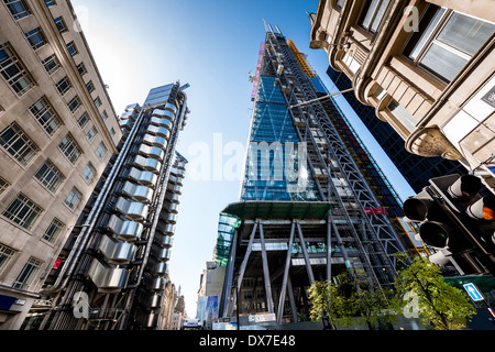 Lloyds Building, Cheesegrater, Gherkin (reflektiert), City of London Stockfoto